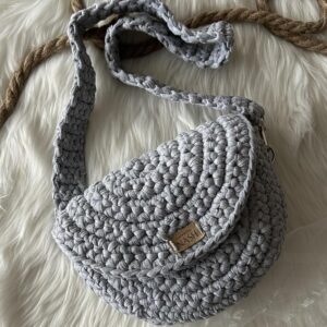 torebka na szydełku moon bag szary melanż