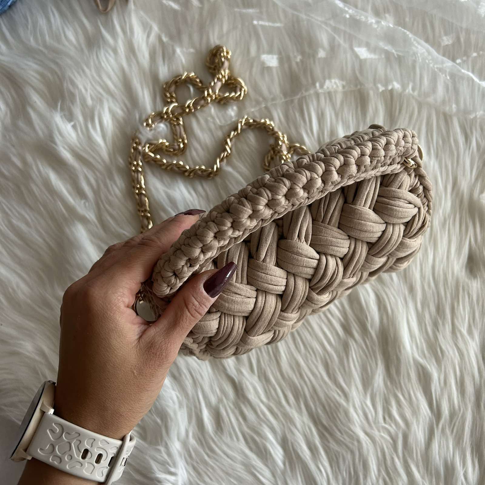 torebka na szydełku kuferek puff