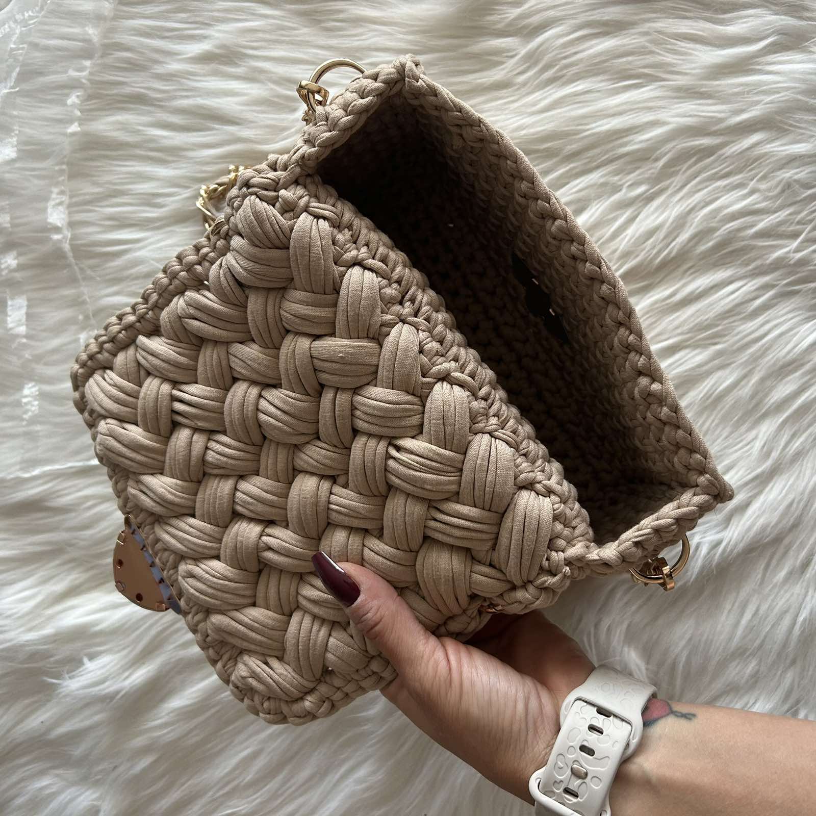 torebka na szydełku kuferek puff