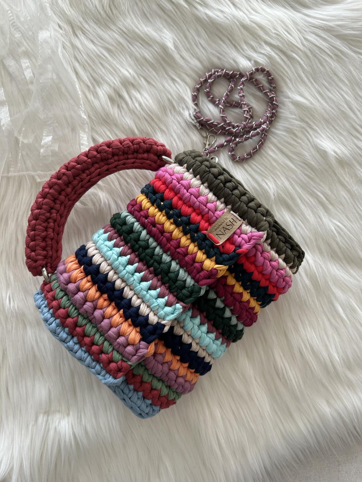 torebka na szydełku kuferek classic patchwork