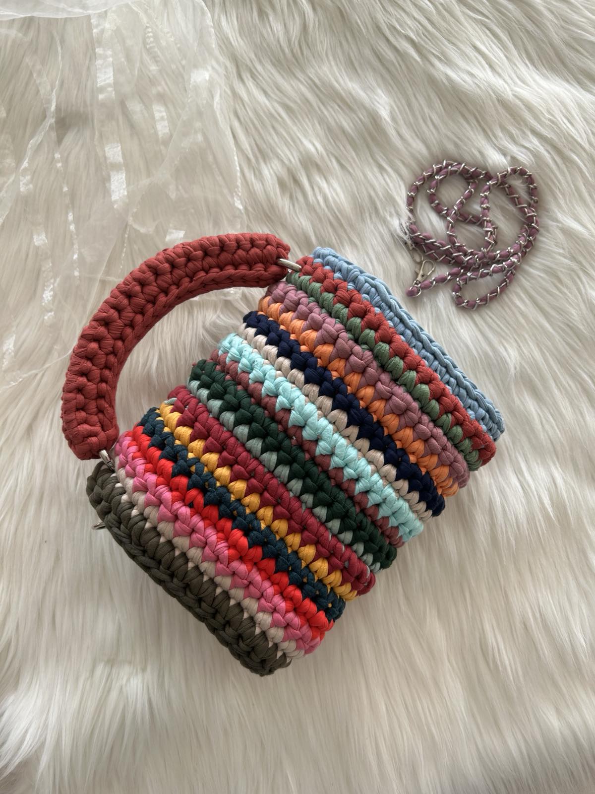 torebka na szydełku kuferek classic patchwork