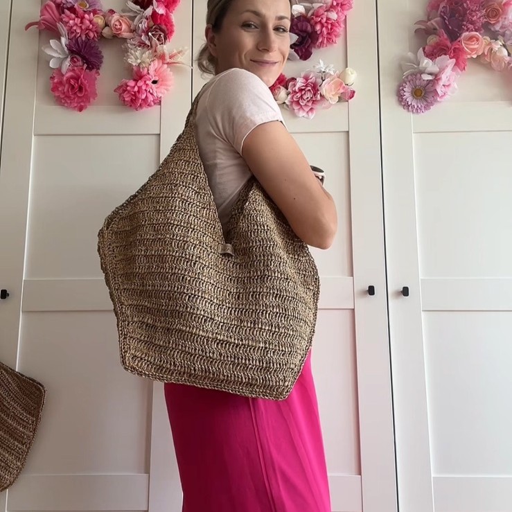 torebka na szydełku handmade rafia summer bag